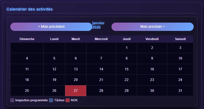 Calendrier QHSEproTools
